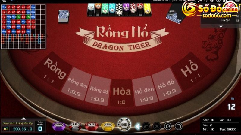 Chơi bài Rồng hổ tại Casino Online